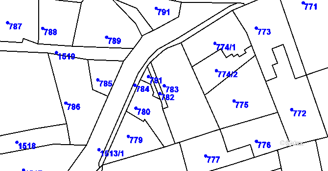 Parcela st. 783 v KÚ Týnec nad Labem, Katastrální mapa