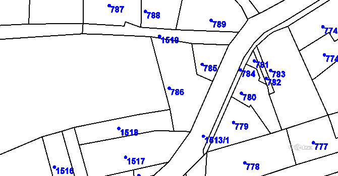 Parcela st. 786 v KÚ Týnec nad Labem, Katastrální mapa