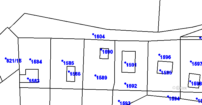 Parcela st. 1590 v KÚ Týnec nad Labem, Katastrální mapa