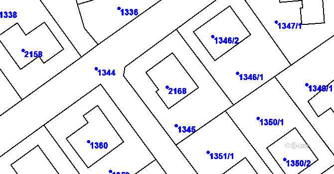 Parcela st. 2168 v KÚ Týnec nad Labem, Katastrální mapa
