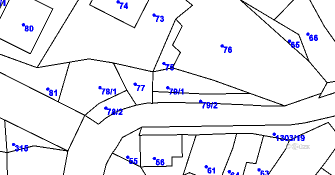 Parcela st. 79/1 v KÚ Týnec nad Labem, Katastrální mapa