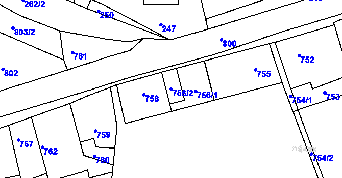 Parcela st. 756/2 v KÚ Týnec nad Labem, Katastrální mapa