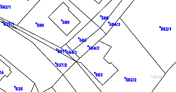 Parcela st. 584/2 v KÚ Týnec nad Labem, Katastrální mapa