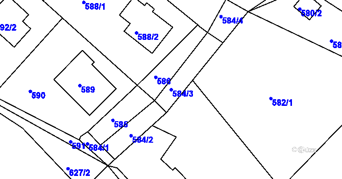 Parcela st. 584/3 v KÚ Týnec nad Labem, Katastrální mapa