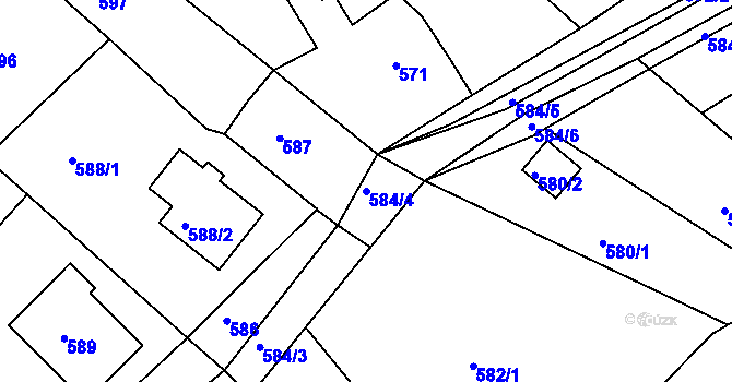 Parcela st. 584/4 v KÚ Týnec nad Labem, Katastrální mapa
