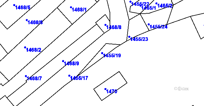 Parcela st. 1455/19 v KÚ Týnec nad Labem, Katastrální mapa