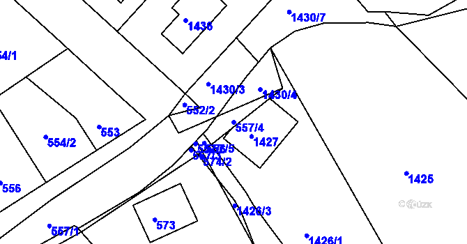 Parcela st. 557/4 v KÚ Týnec nad Labem, Katastrální mapa