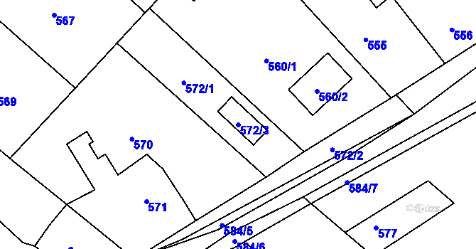 Parcela st. 572/3 v KÚ Týnec nad Labem, Katastrální mapa