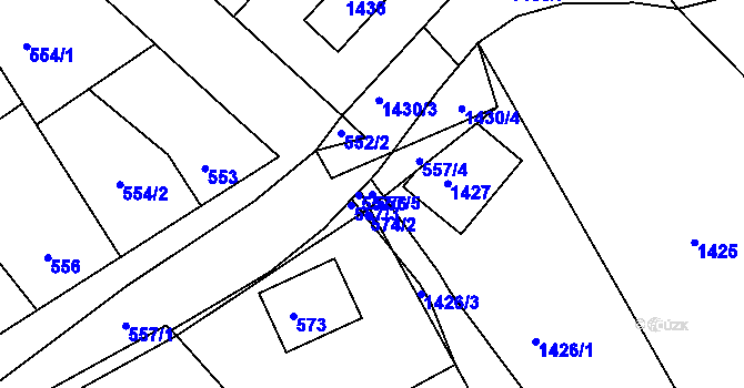 Parcela st. 557/5 v KÚ Týnec nad Labem, Katastrální mapa