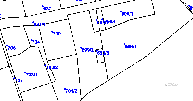 Parcela st. 699/3 v KÚ Týnec nad Labem, Katastrální mapa
