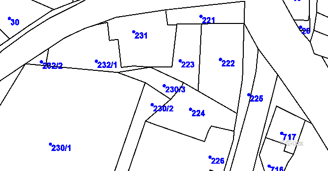 Parcela st. 230/3 v KÚ Týnec nad Labem, Katastrální mapa