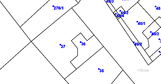 Parcela st. 36 v KÚ Vinařice u Týnce nad Labem, Katastrální mapa