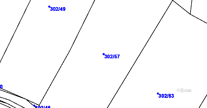 Parcela st. 302/57 v KÚ Vinařice u Týnce nad Labem, Katastrální mapa