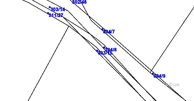 Parcela st. 303/15 v KÚ Vinařice u Týnce nad Labem, Katastrální mapa