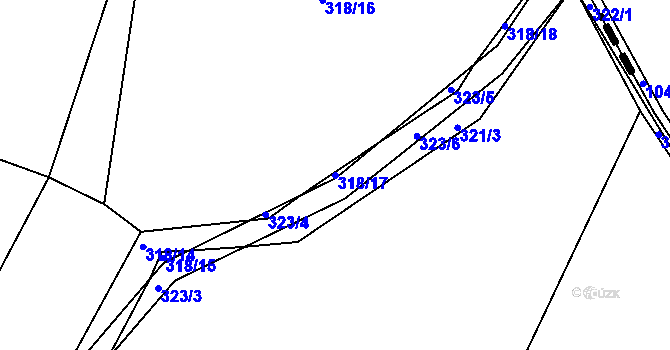 Parcela st. 318/17 v KÚ Vinařice u Týnce nad Labem, Katastrální mapa