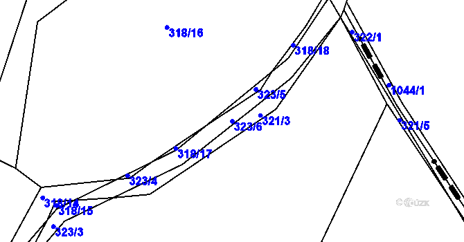 Parcela st. 323/6 v KÚ Vinařice u Týnce nad Labem, Katastrální mapa