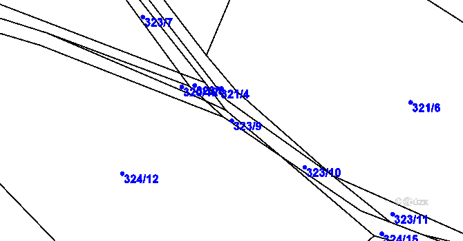 Parcela st. 323/9 v KÚ Vinařice u Týnce nad Labem, Katastrální mapa