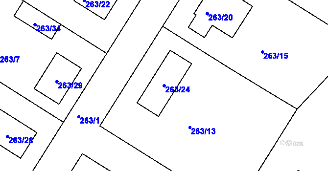 Parcela st. 263/24 v KÚ Vinařice u Týnce nad Labem, Katastrální mapa