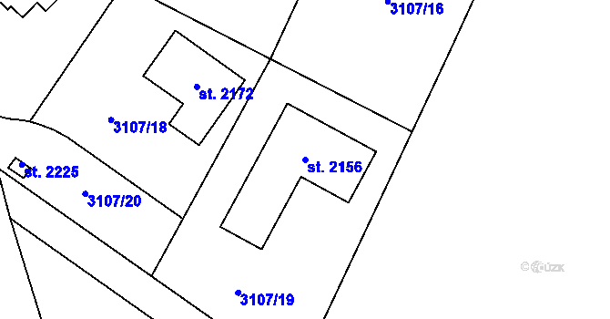 Parcela st. 2156 v KÚ Týnec nad Sázavou, Katastrální mapa