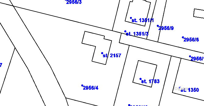 Parcela st. 2157 v KÚ Týnec nad Sázavou, Katastrální mapa