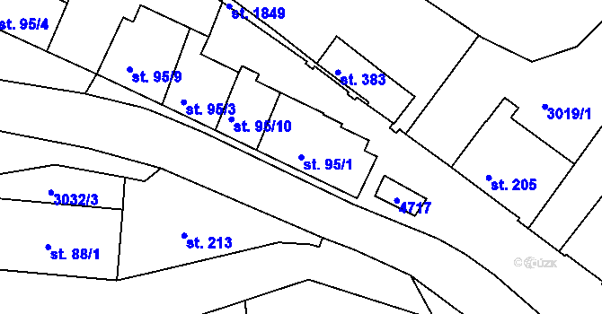 Parcela st. 95/1 v KÚ Týnec nad Sázavou, Katastrální mapa