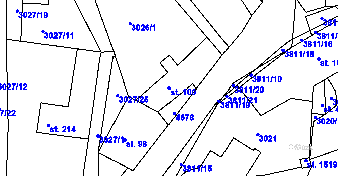 Parcela st. 100 v KÚ Týnec nad Sázavou, Katastrální mapa