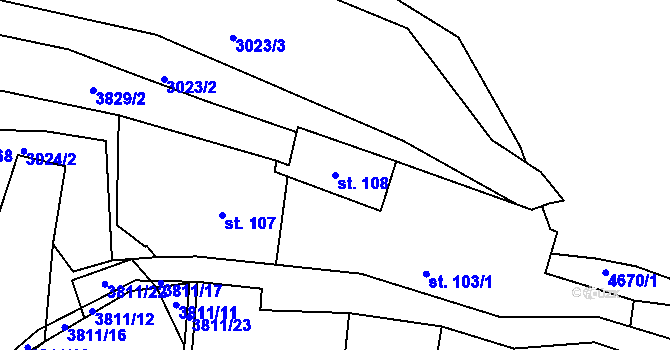 Parcela st. 108 v KÚ Týnec nad Sázavou, Katastrální mapa