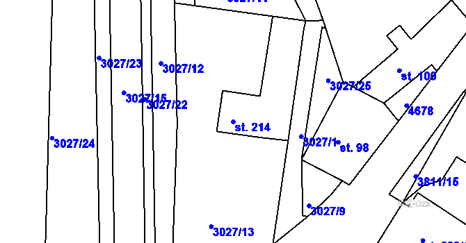 Parcela st. 214 v KÚ Týnec nad Sázavou, Katastrální mapa