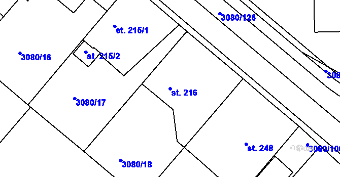 Parcela st. 216 v KÚ Týnec nad Sázavou, Katastrální mapa