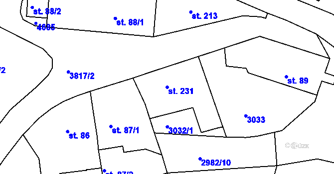 Parcela st. 231 v KÚ Týnec nad Sázavou, Katastrální mapa