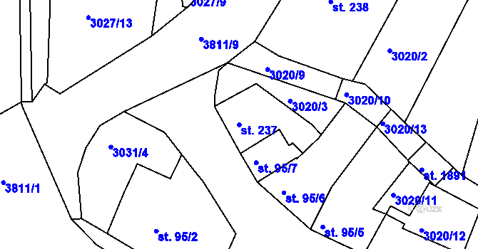 Parcela st. 237 v KÚ Týnec nad Sázavou, Katastrální mapa