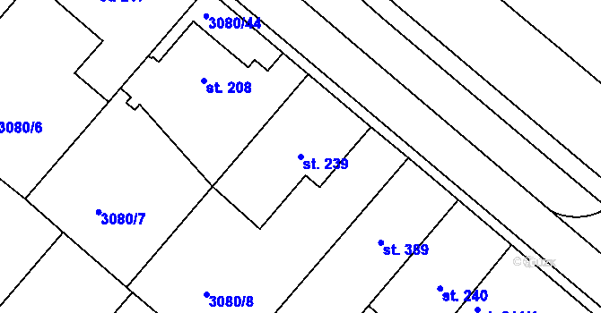 Parcela st. 239 v KÚ Týnec nad Sázavou, Katastrální mapa