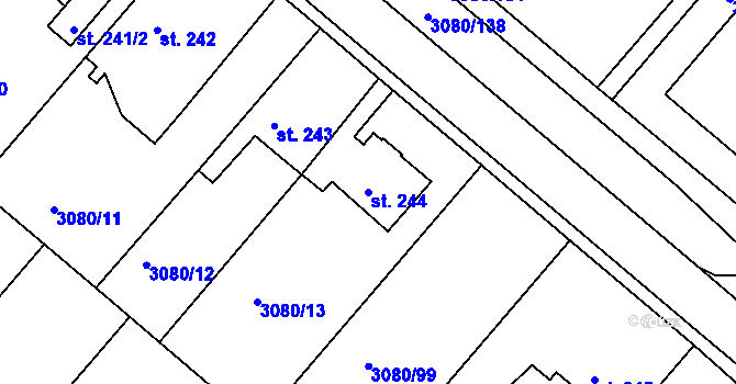 Parcela st. 244 v KÚ Týnec nad Sázavou, Katastrální mapa