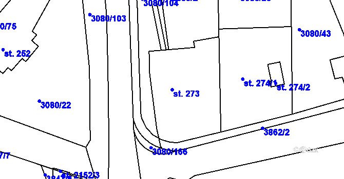 Parcela st. 273 v KÚ Týnec nad Sázavou, Katastrální mapa