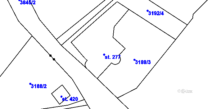 Parcela st. 277 v KÚ Týnec nad Sázavou, Katastrální mapa