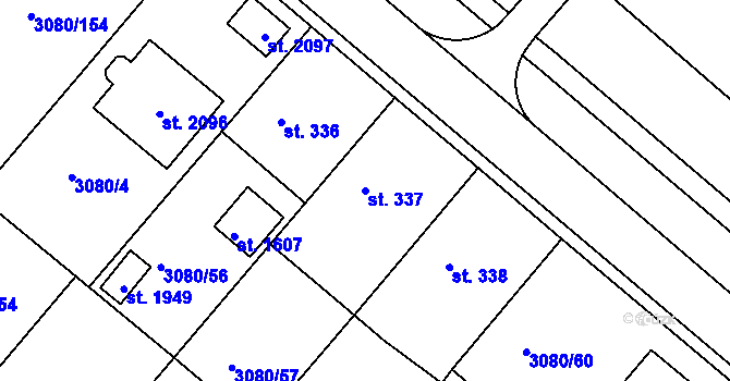 Parcela st. 337 v KÚ Týnec nad Sázavou, Katastrální mapa