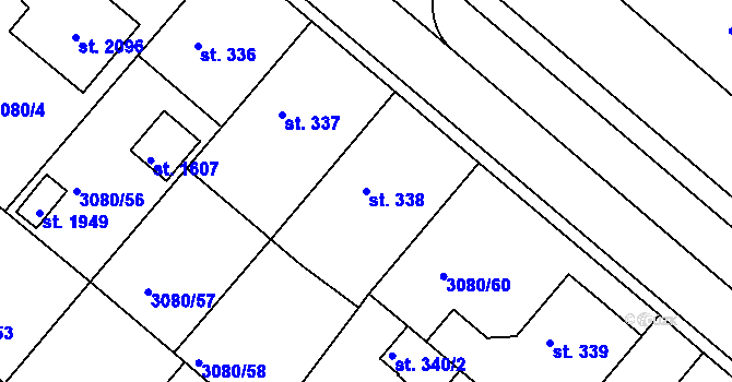 Parcela st. 338 v KÚ Týnec nad Sázavou, Katastrální mapa