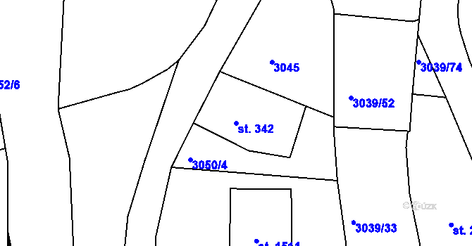 Parcela st. 342 v KÚ Týnec nad Sázavou, Katastrální mapa