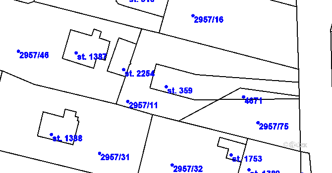 Parcela st. 359 v KÚ Týnec nad Sázavou, Katastrální mapa