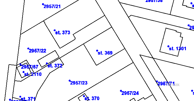 Parcela st. 369 v KÚ Týnec nad Sázavou, Katastrální mapa