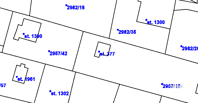 Parcela st. 377 v KÚ Týnec nad Sázavou, Katastrální mapa