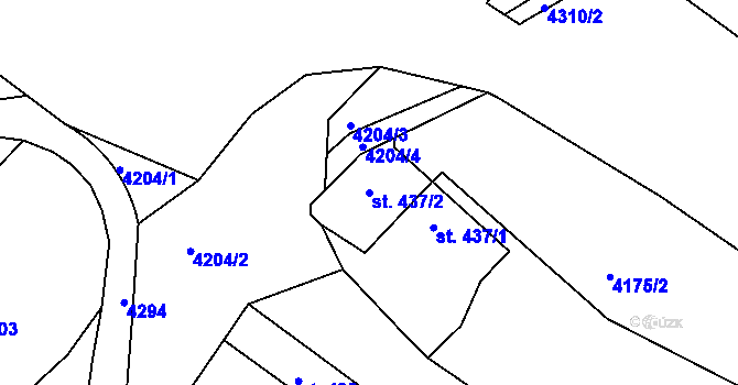 Parcela st. 437/2 v KÚ Týnec nad Sázavou, Katastrální mapa