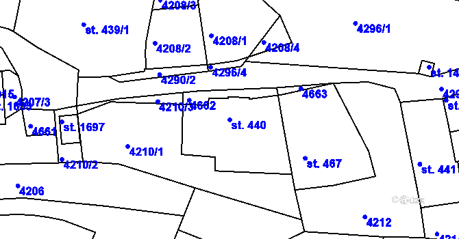 Parcela st. 440 v KÚ Týnec nad Sázavou, Katastrální mapa