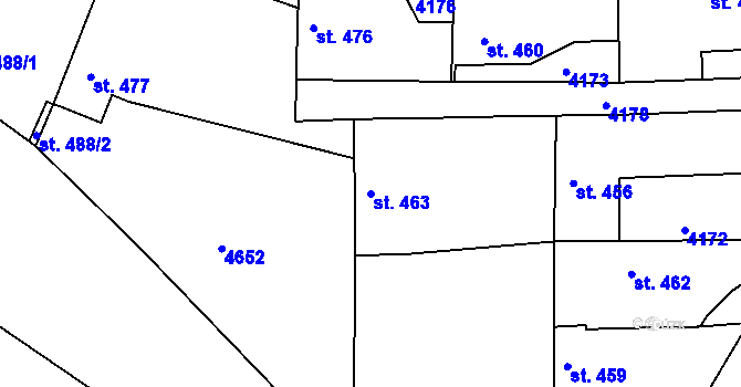 Parcela st. 463 v KÚ Týnec nad Sázavou, Katastrální mapa