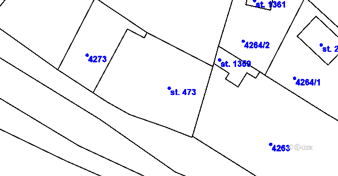 Parcela st. 473 v KÚ Týnec nad Sázavou, Katastrální mapa