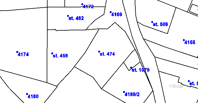 Parcela st. 474 v KÚ Týnec nad Sázavou, Katastrální mapa