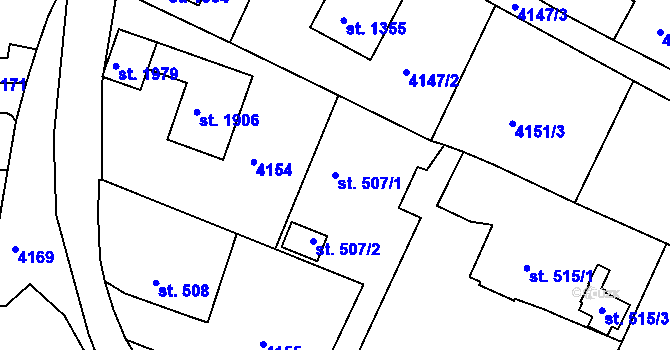 Parcela st. 507/1 v KÚ Týnec nad Sázavou, Katastrální mapa