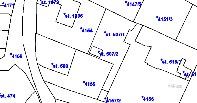 Parcela st. 507/2 v KÚ Týnec nad Sázavou, Katastrální mapa