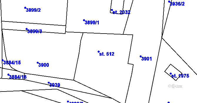 Parcela st. 512 v KÚ Týnec nad Sázavou, Katastrální mapa