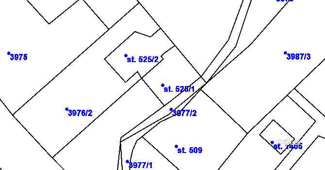 Parcela st. 525/1 v KÚ Týnec nad Sázavou, Katastrální mapa